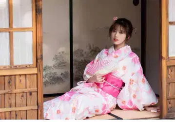 꽃무늬 핑크 유카타 면 소재