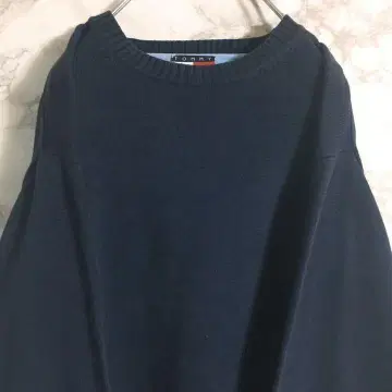 [ 올드 타미 ] 타미힐피거 원포인트 자수 니트 네이비