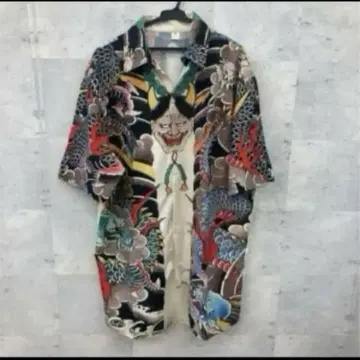 반야 용 도깨비 일본풍 문신 셔츠 타투 문신 크림 XL