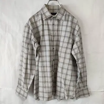 DAKS 닥스 긴팔 체크 무늬 셔츠 면 100% 그레이 계열 LL
