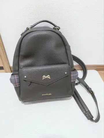 사만사 베가 차콜 그레이 그레이지 체크 리본 백팩