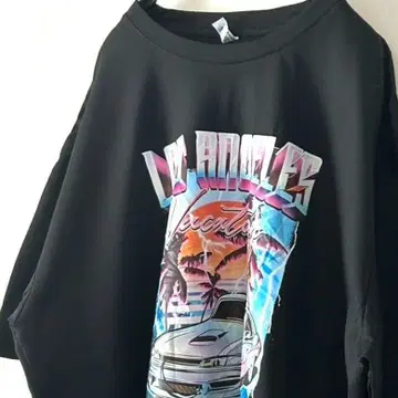 로스앤젤레스 바캉스 자동차 티셔츠 XL 블랙 구제 의류