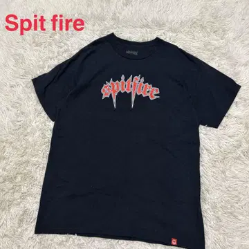 SPIT FIRE 스핏 파이어 센터 로고 프린트 반팔 티셔츠 L 블랙