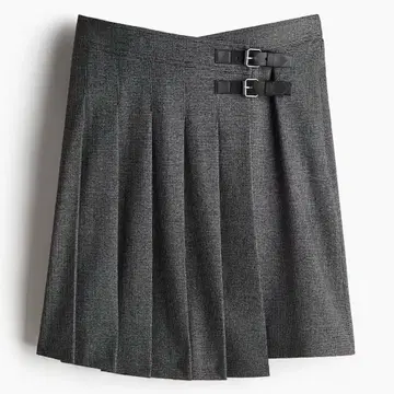 H&M 플리츠 랩스커트 스코트 EUR 32 사이즈 그레이 하운드투스 패턴