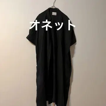 Honnete 오네트 다크 그레이 셔츠 원피스 반팔 린넨 100%