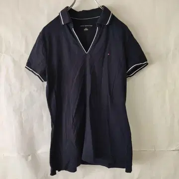 TOMMYHILFIGER 반팔 로고 피케 셔츠 V넥 네이비 L