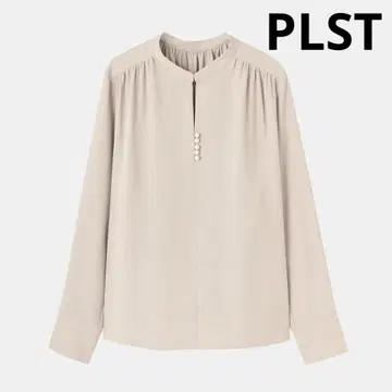 PLST 플라스테 펄 장식 블라우스 조젯 펄 버튼 블라우스 S
