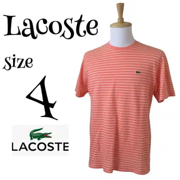 라코스테 Lacoste 스트라이프 반팔 티셔츠 사이즈 4 연어색