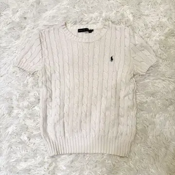 랄프 로렌 RALPH LAUREN 반팔 케이블 니트 코튼 M