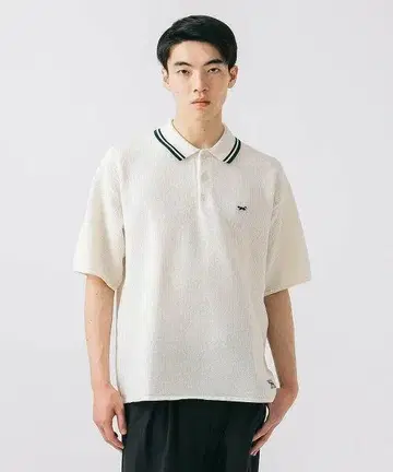 화이트 메쉬 피케 셔츠 M