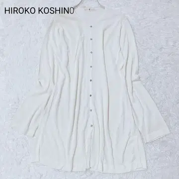 히로코코시노 롱 가디건 롱 아이보리 긴팔 겉옷 버튼 긴팔