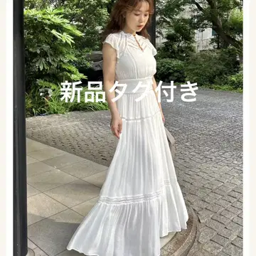 FRAY I.D 허리 셔링 레이스 콤비 원피스