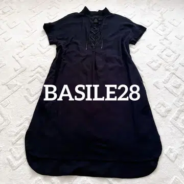 BASILE28 레이스업 반팔 롱 원피스