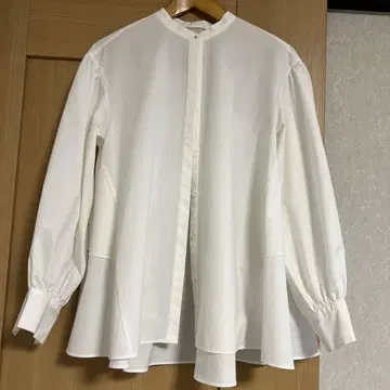 UNITED ARROWS 프릴 긴팔 셔츠 화이트