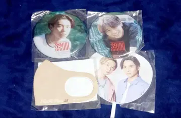 KinKi Kids 캔뱃지 세트 부채 마스크 도모토 츠요시 도모토 코이치