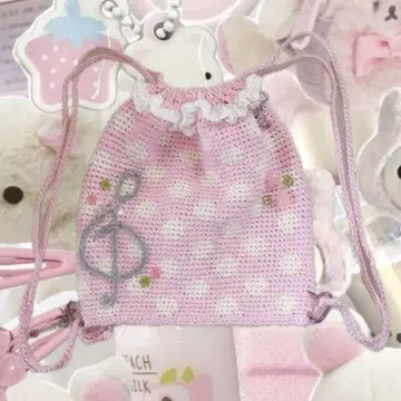 냅색 핸드메이드 도트 헤이세이 여자아이 핑크 프릴 라메 백팩