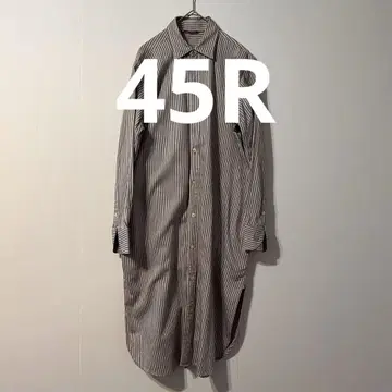 45rpm 긴팔 원피스 셔츠 그레이 네이비 스트라이프