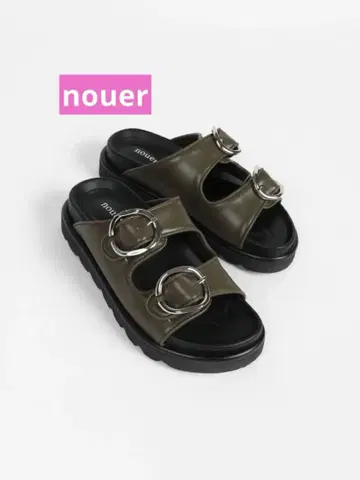 nouer 전시품 더블 버클 가죽 샌들 사이즈 36 정가 19000엔