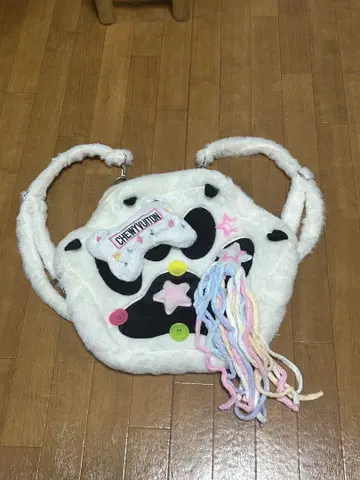 육구 백 퍼 소재 컬러풀 백 하라주쿠 스타일
