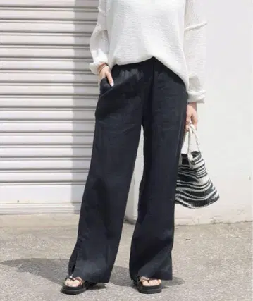 저널 스탠다드 리룸 린넨 슬릿 이지 팬츠 블랙 린넨 38
