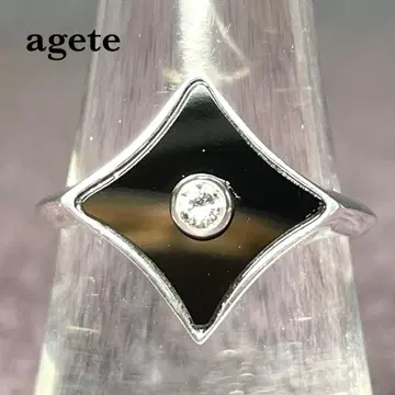 agete 아가트 2.8g 실버 반지 블랙 스톤 포함