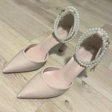 펄 베이지 스틸레토 힐 펌프스 21cm 파티 결혼식