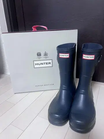 HUNTER 네이비 레인부츠 버클 포함 uk7