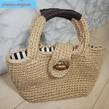 chaton mignon 린넨 바스켓백