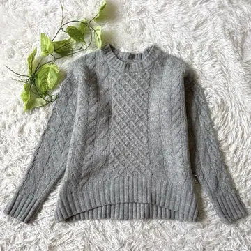 Leilian 여성용 긴팔 니트 (M) 알파카 그레이 망사 무늬