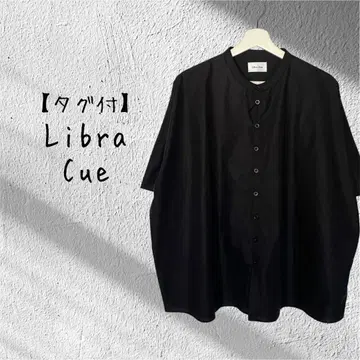 [ 택 포함 ] Libra Cue 리브라 큐 밴드 카라 반팔 셔츠 블랙