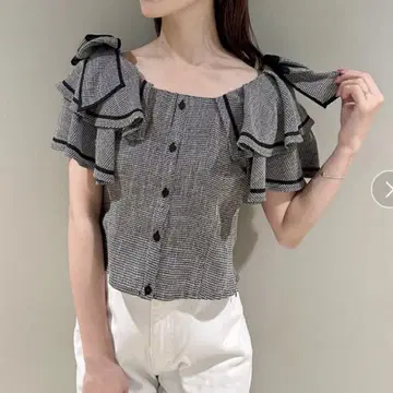 SNIDEL 스나이델 상의 블라우스 스퀘어 슬리브 블라우스