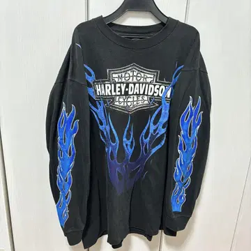 HARLEY-DAVIDSON 블루 프레임 긴팔 티셔츠