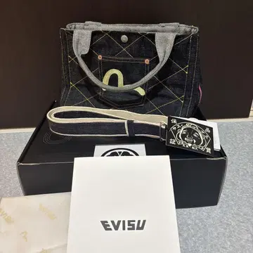 EVISU 토트백 2WAY 퀼팅 데님백