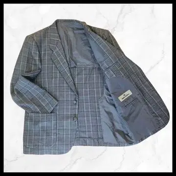 90's 빈티지 그레이 체크 무늬 테일러드 재킷