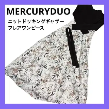MERCURYDUO 머큐리 니트 도킹 개더 플레어 원피스