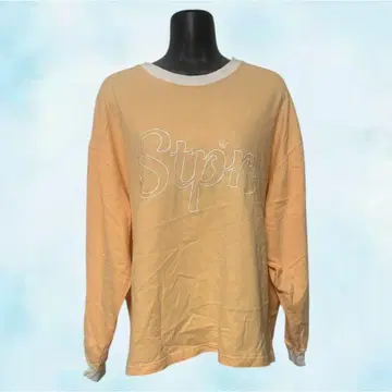 STPR 스트로프티 티셔츠 오렌지 여성용 긴팔 로고 자수