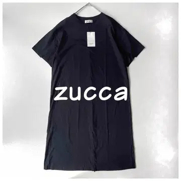 택 포함 ZUCCA 넉넉한 실루엣 코튼 티셔츠 원피스 블랙 M