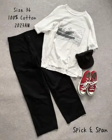 새상품급 Spick&Span 루즈 베이커 팬츠 블랙 36