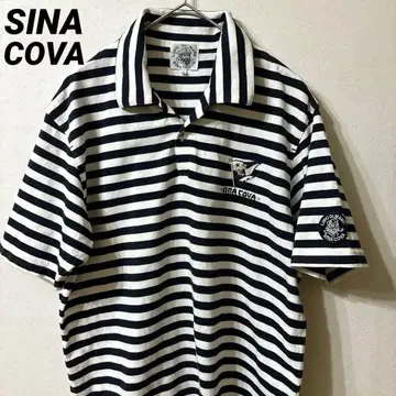 SINA COVA 시나코바 반팔 셔츠 피케 셔츠 보더 마린 무늬