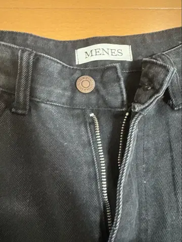 MENES 블랙 와이드 팬츠 페이드 가공