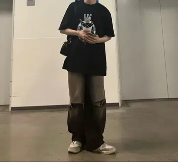 샌드 컷 맥시 와이드 데님 팬츠