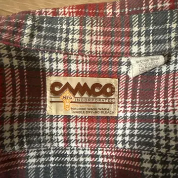 CAMCO 체크 무늬 긴팔 플란넬 셔츠 구제 의류