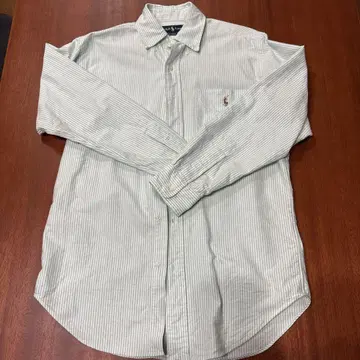 Ralph Lauren 클래식 핏 스트라이프 셔츠 긴팔 그린