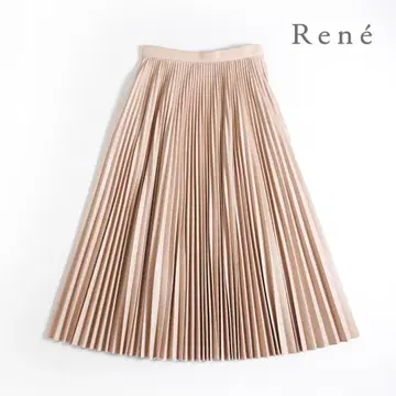 436y*새상품급 Rene 인조 가죽 플리츠 롱 스커트