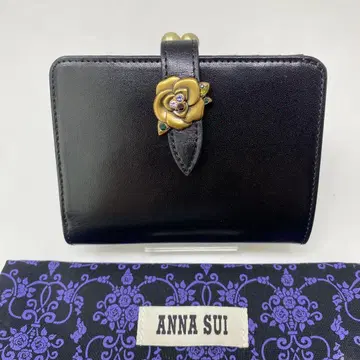 미사용 ANNA SUI 안나수이 부르봉 입금 접이식 지갑 지갑 블랙