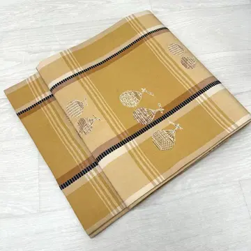 교부쿠로 오비 격자 무늬에 귀여운 직조, 순수 실크 기모노 RO-3994