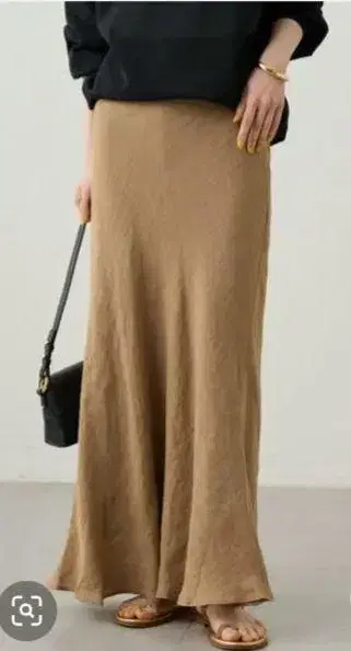 LOUNGEDRESS 린넨 머메이드 스커트 카멜 M