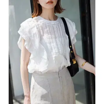 이번 시즌 SLOBE IENA 라미 프릴 핀턱 블라우스 24SS 25SS