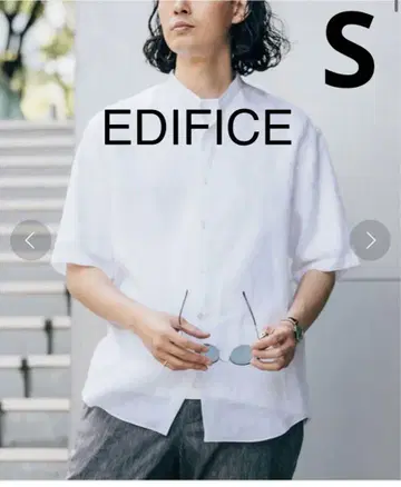 EDIFICE ALBINI 린넨 밴드 칼라 셔츠 반팔 화이트 S