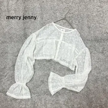 [ merry jenny ] 멜리조니 플라워 숏 기장 시어 블라우스